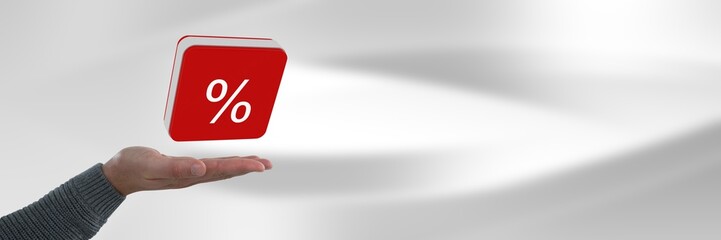 Hand open with percent symbol icon