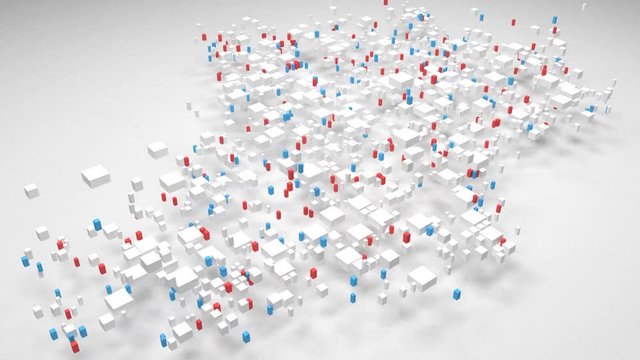 Map of  Luxembourg - Europe | 3d Rendering: fall down of little bricks - Flag colors