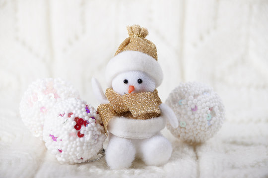 Christmas background with toy a snowman