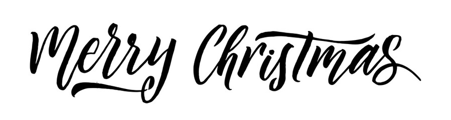 Merry Christmas Calligraphy. Greeting Card Design on White Background