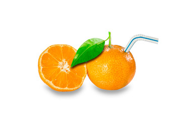 Mandarin with straw inserted