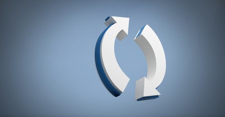 3D refresh arrows icon with blue background