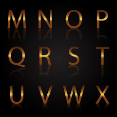 Vector illustration of Gold Letters Set