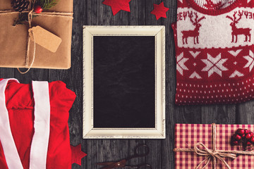 Picture frame in a christmas scene