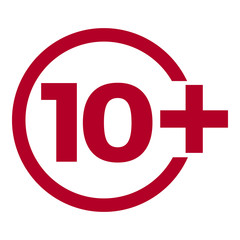 Fototapeta premium Limit age icon on red background. Icons age limit vector flat illustration.