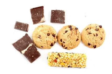 Chocolate Chip Cookie isolated on white background.