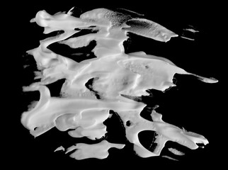 foam background, shaving cream bubble isolated on black, with clipping path texture, top view