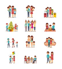 Fototapeta na wymiar set of family differents activity vector illustration