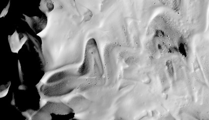 foam background, shaving cream bubble isolated on black, with clipping path texture, top view