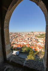 view over lisbon from castelo de sao jorge castle window