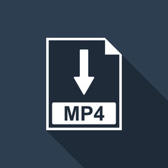 MP4 file document icon. Download MP4 button icon isolated with long shadow. Flat design. Vector Illustration