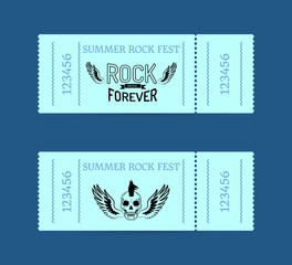Summer Rock Fest Collection of Tickets on Blue