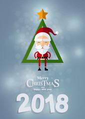 Christmas Santa Claus , reindeer and snowmen background in flat style.