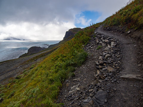 Trail Along Exit Glacier, Harding Icefield Trail, Kenai Fjords National Park, Alaska