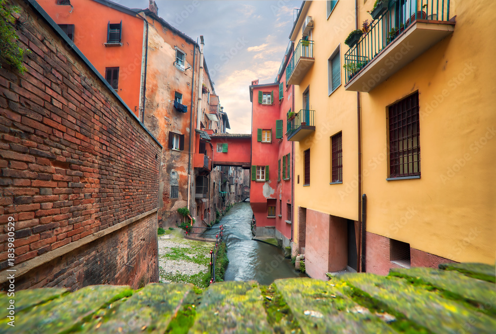 Canvas Prints hidden water channel of Bologna