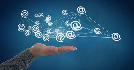 Hand open with 3D @ connected icons