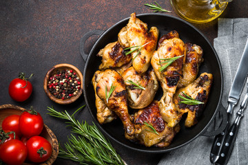 baked chicken top view.