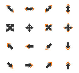 Arrows orange icons set