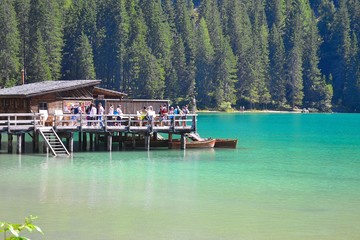 The beauty of Lake of Braies, Italy, Pragser wildsee