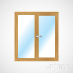 Vector wooden mechanical window.