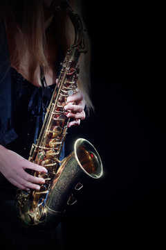 Saxophone Player Saxophonist playing jazz music