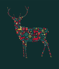 Christmas gold decoration icons in deer shape