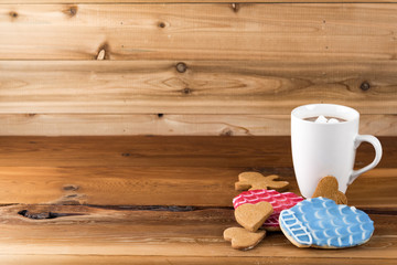 Cookies with Hot Cocoa Mug on Wood