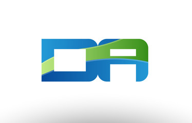 blue green da d a alphabet letter logo combination icon design