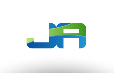 blue green ja j a alphabet letter logo combination icon design
