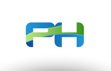 blue green ph p h alphabet letter logo combination icon design
