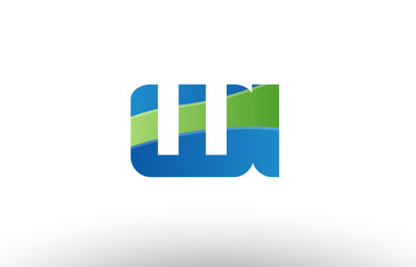 blue green wi w i alphabet letter logo combination icon design