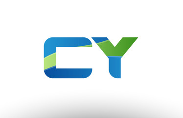 blue green cy c y alphabet letter logo combination icon design