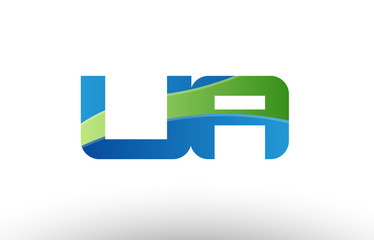 Fototapeta premium blue green ua u a alphabet letter logo combination icon design