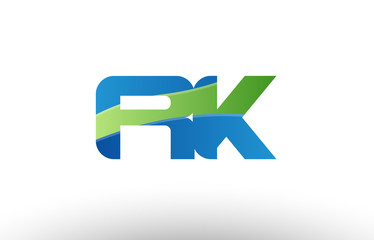 blue green rk r k alphabet letter logo combination icon design