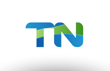 blue green tn t n alphabet letter logo combination icon design