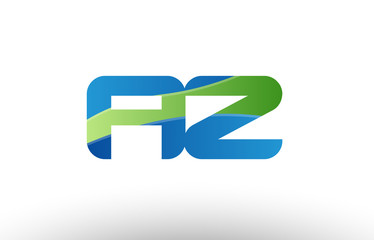 blue green az a z alphabet letter logo combination icon design