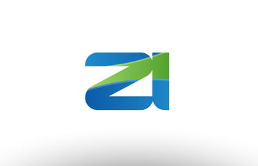 blue green zi z i alphabet letter logo combination icon design