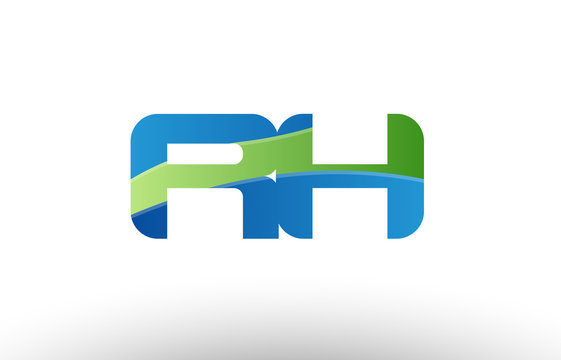 blue green rh r h alphabet letter logo combination icon design