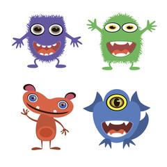 A set of cartoon monsters.