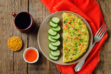 Indian Masala Omelette with cucumbers