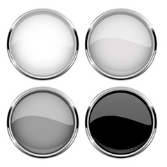 Collection of glass buttons with chrome frame. White, gray and black