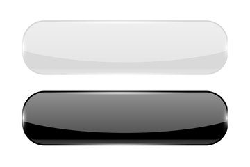 Black and white pair of oval glass buttons