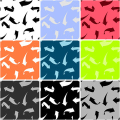 Arrows. Collection of colored seamless patterns