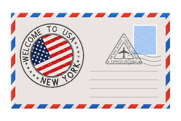 Envelope with Welcome to New York stamp