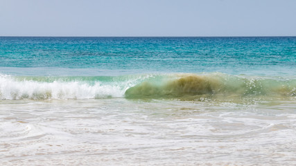 Waves breaking on Santa Monica Beach, Boa Vista, Cape Verde