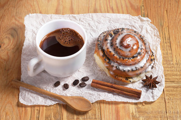 Coffee and delicious bun