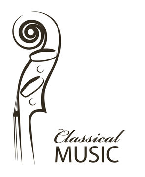 abstract monochrome illustration of violin with text