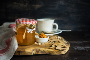 Cup of tea with lemon and honey