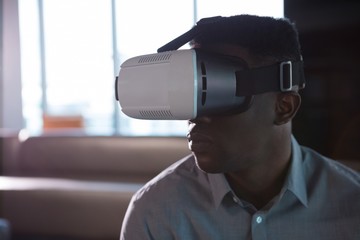 Man using virtual reality headset