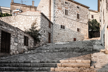Steinmauer in Vrsar, Kroatien
